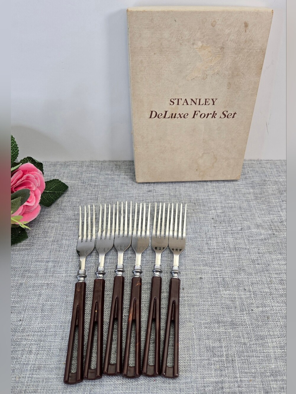 Stylish Mid Century 6‎ Pcs Stanley Stainless Steak Fork Set with Box